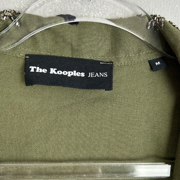 The Kooples women size M leaf embroidered jacket green 100% cotton beaded - Picture 11 of 15